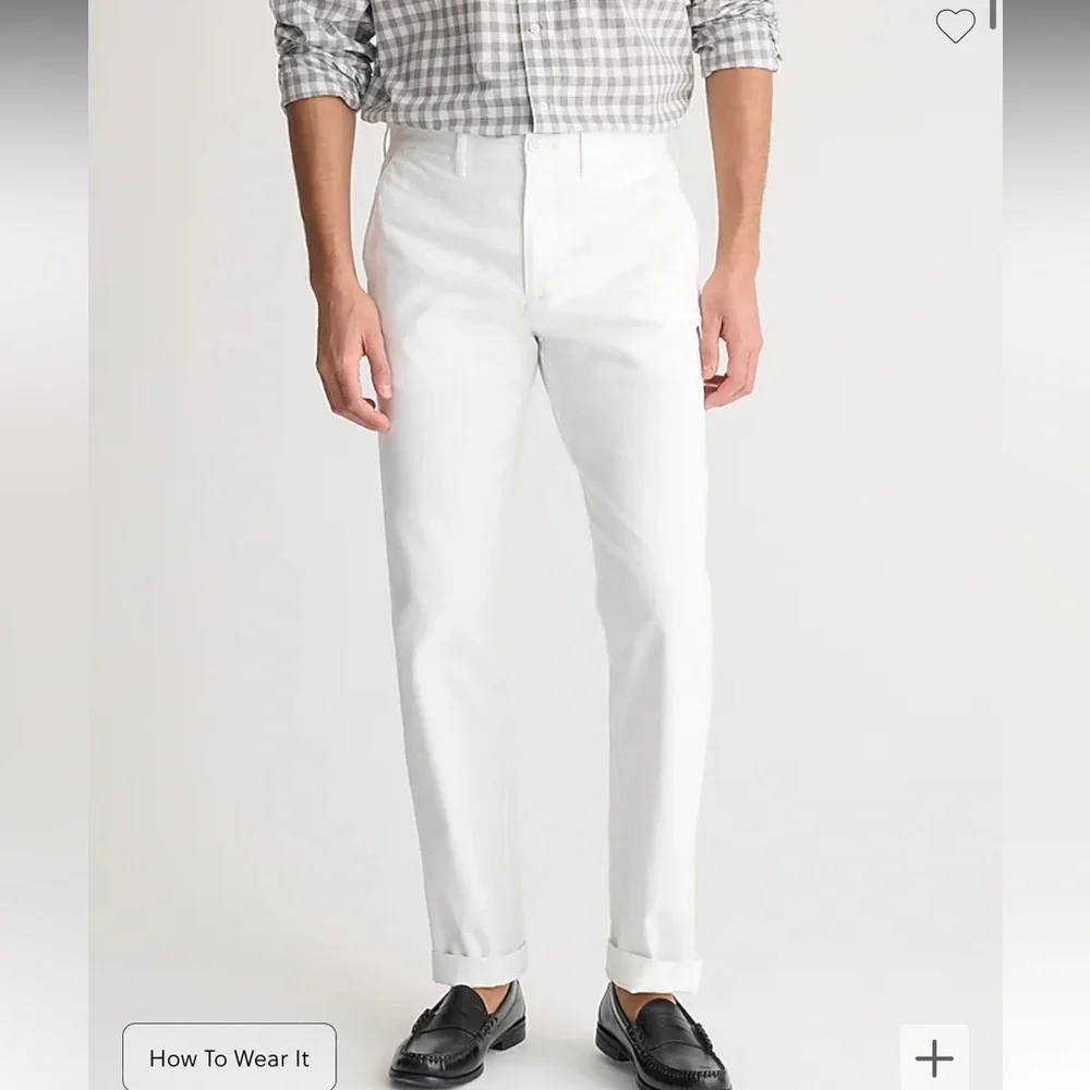 NWT J.Crew Men’s 770 Straight Fit Stretch‎ Chino Pant in White Summer Vacation